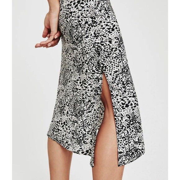 AG Adriano Goldschmied Midi Dress Womens S Black White Slip Satin Scarlet NEW - Picture 8 of 14